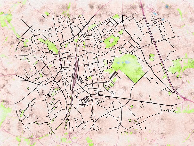 Carte de Zottegem avec le style 'Soothing Spring' par Maporia