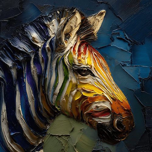 Stimmungsvolles Zebra-Gemälde in Ölfarbe