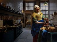 Het Melkmeisje in deftige keuken