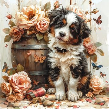 honden-katten-vogels-wijnvat-vlinders-bloemen van Gelissen Artworks