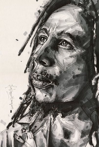 Bob Marley schilderij van Jos Hoppenbrouwers