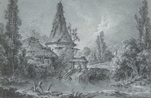 Landschap met een toren, in de omgeving van Beauvais, François Boucher