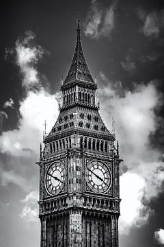 Big Ben Elizabeth Clock Tower London Black and White by Andreea Eva Herczegh