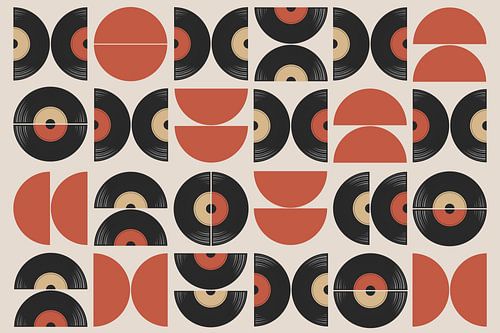 Retro Vintage Muziek Pop Geometrie Kunst Vinyl Abstract