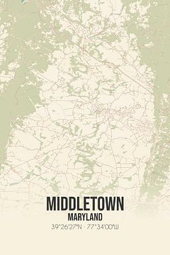 Vintage landkaart van Middletown (Maryland), USA. van MijnStadsPoster