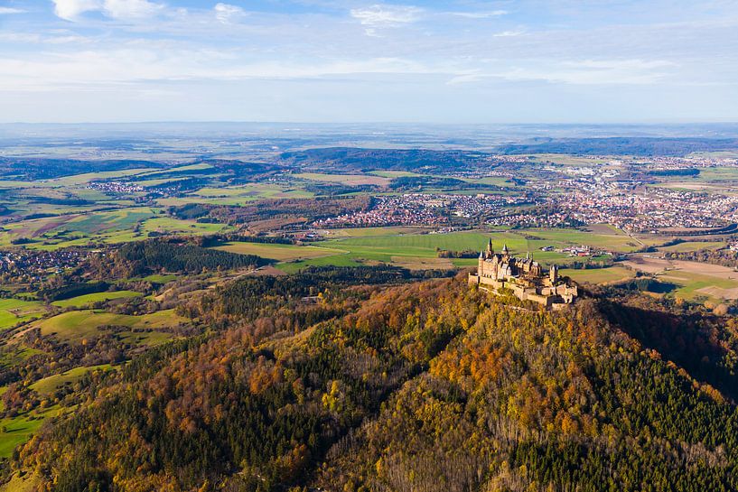 Aerial photography of Hohenzollern Castle in Germany by Werner Dieterich