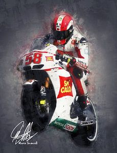 Marco Simoncelli, portrait à l'huile version 1 sur Bert Hooijer