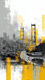 - San Francisco Skyline mit Brücke und Autobahn – Moderne urbane Kunst