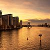 Berlin panorama on the Spree river at sunset by Frank Herrmann