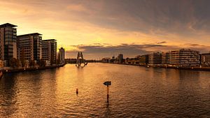 Berlin Panorama an der Spree im Sonnenuntergang
