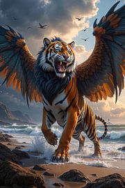 AEROTIGRIS - Un tigre avec des ailes sur la plage sur INFERAURUM