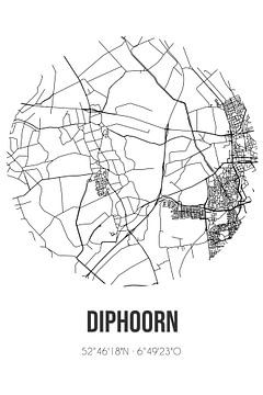 Diphoorn (Drenthe) | Landkaart | Zwart-wit van Rezona