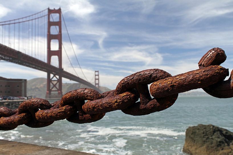 Roestige ketting en Golden Gate, San Francisco, VS van Aloke Design