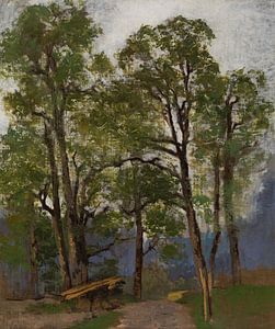 Theodor von Hörmann, Waldlandschaft mit Bank, 1890