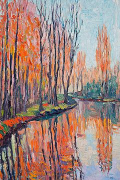 Herfstlandschap aan de rivieroever van Poster Art Shop