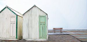 strandhuisjes (beach huts) van Yvonne Blokland
