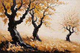 Autumn trees in misty landscape by Art & Soul Creations