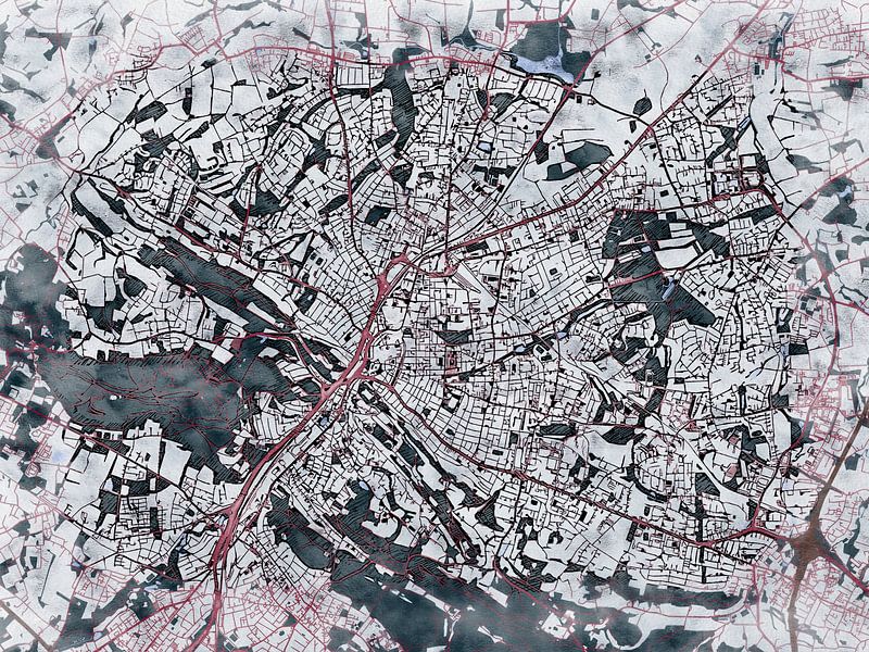 Kaart van Bielefeld in de stijl 'White Winter' van Maporia