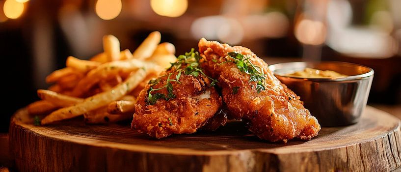 Ailes de poulet croustillantes avec frites par Poster Art Shop
