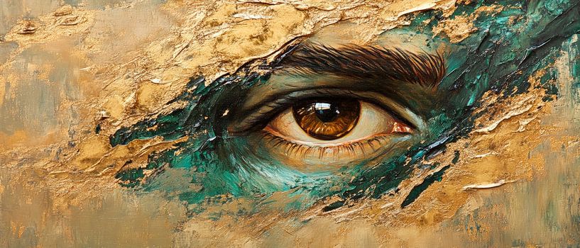 Augenblick in Gold und Blau – Ausdrucksstark von Poster Art Shop