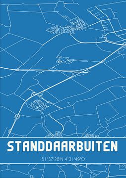 Blauwdruk | Landkaart | Standdaarbuiten (Noord-Brabant) van Rezona