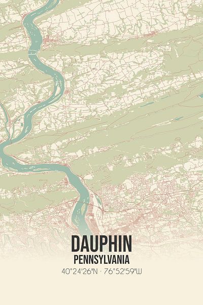 Vintage map of Dauphin (Pennsylvania), USA. by Prints of Place