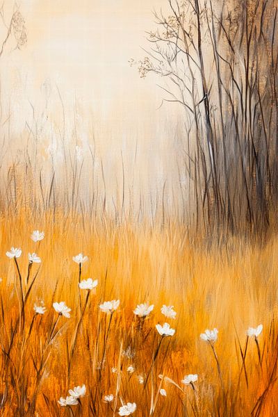 Blühende Wiese im Herbstlicht von Poster Art Shop