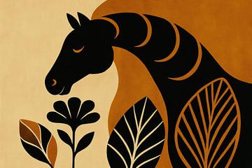 Stilisiertes Pferd und Blattmotive von Imperial Art House