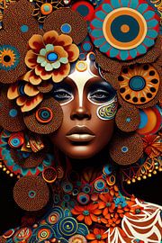 Vrouw met abstracte bloemen van Bert Nijholt