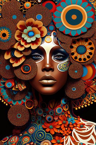 Vrouw met abstracte bloemen