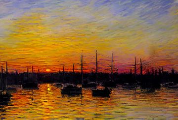 Sonnenuntergang im Hafen von Niek Traas