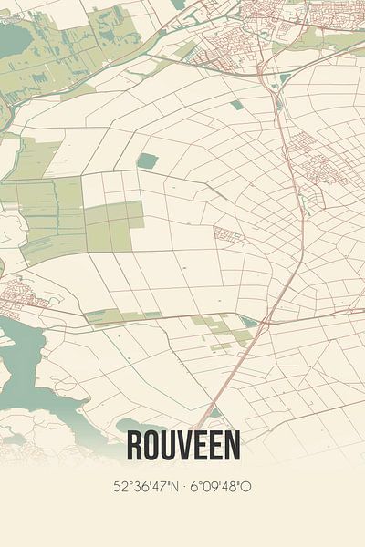 Carte ancienne de Rouveen (Overijssel) par Affiches de lieux