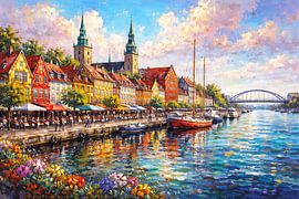 Aalborg in Dänemark – ein impressionistisches Gemälde. von Galerie Hoppenbrouwers