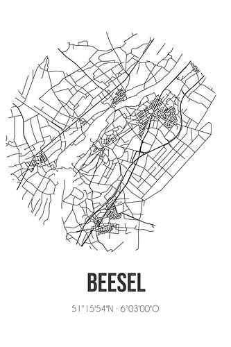 Beesel (Limburg) | Landkaart | Zwart-wit