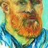 Vincent van Gogh,  portret met oliepastelkrijt, handgeschilderd. van Ineke de Rijk