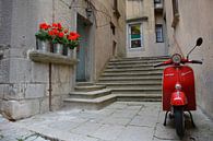 Red scooter and geraniums Italy by My Footprints thumbnail