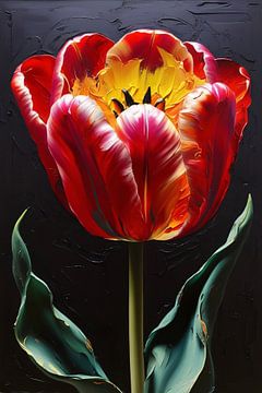 Levendige tulp in bloei schilderij van Art & Soul Creations