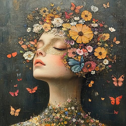 Schmetterling Blumen | Blumen Frau