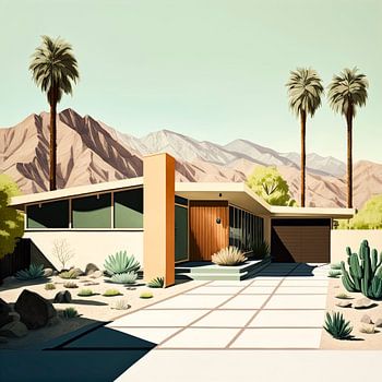 Retro Moderne Bungalow Print – Minimal art