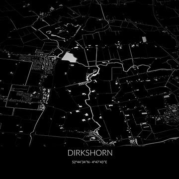 Schwarz-weiße Karte von Dirkshorn, Nordholland. von Rezona
