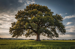 Ein majestätischer Baum auf einer grünen Wiese