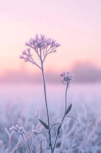 IJzige bloem in ochtendlicht