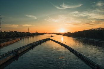 Zonsondergang op het Albertkanaal
