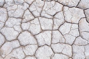 Gros plan d'un motif dans un sol desséché et craquelé