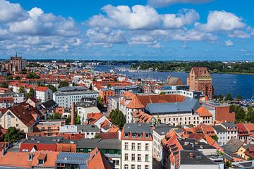 View to the hanseatic town Rostock, Germany