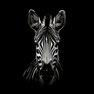 Stirnseite eines Zebras, das direkt in die Kamera schaut von Margriet Hulsker
