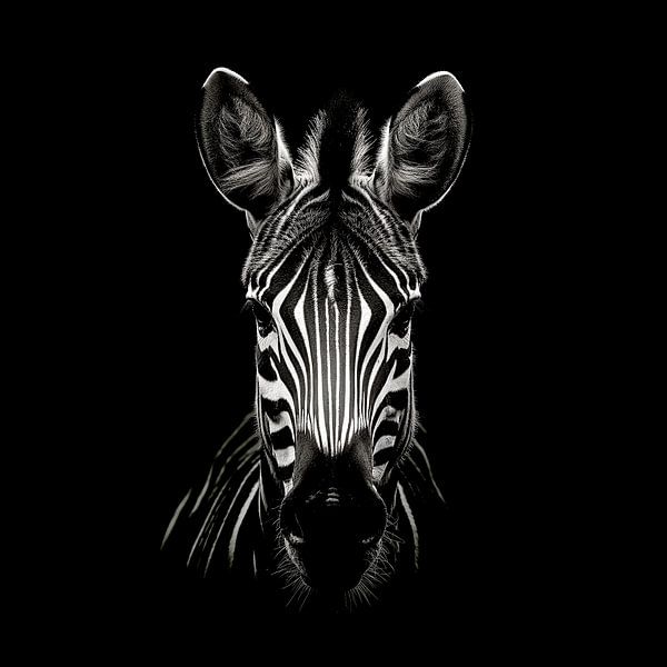 front face of a zebra looking straight into the camera by Margriet Hulsker