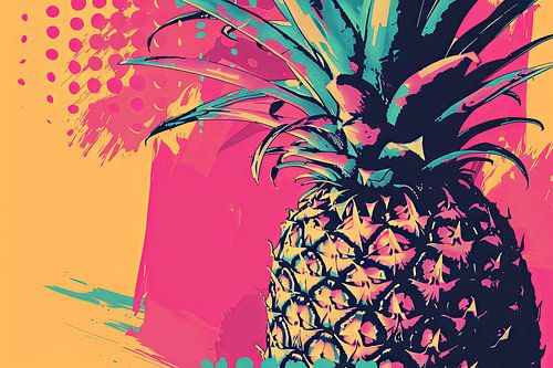 Kleurrijke ananas pop-art print