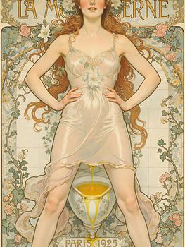 The dominatrix and the golden shower in the men's toilet