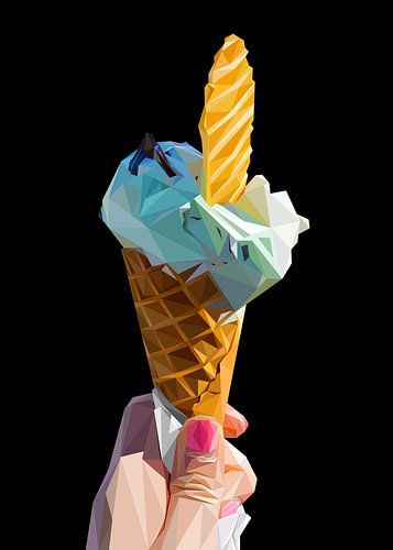 Abstracte hand en ijs Laagpolig